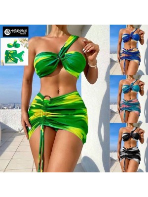 Costume Bagno con Gonna 3 Pezzi Bikini Copricostume Mare Donna Swimsuit 550173